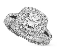 4.60 CT CUSHION MOISSANITE FOREVER ONE GHI ENGAGEMENT RING