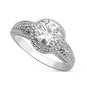 1.00 Ct Round Forever One GHI  Moissanite Ring 14K White Gold, Finger size in 6