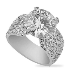 6.75 CT ROUND MOISSANITE FOREVER ONE GHI PAVE ENGAGEMENT RING