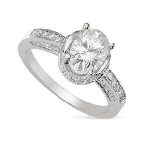 2.80 Ct Forever One GHI Oval Moissanite Halo Ring 14K White Gold,Finger size 7 1/4