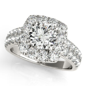 2.25 CT ROUND MOISSANITE FOREVER ONE & DIAMOND HALO ENGAGEMENT RING
