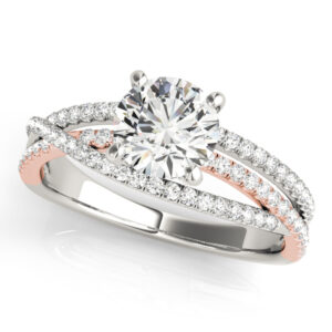 1.25-3.85 CT ROUND MOISSANITE FOREVER ONE & DIAMOND CRISS CROSS ENGAGEMENT RING