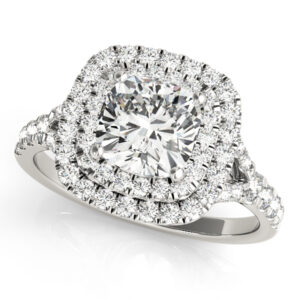1.10-2.20 CT CUSHION MOISSANITE FOREVER ONE & DIAMOND HALO ENGAGEMENT RING