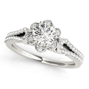 1.25 CT ROUND MOISSANITE FOREVER ONE & DIAMOND HALO ENGAGEMENT RING
