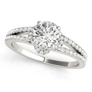 1.00 CT ROUND MOISSANITE FOREVER ONE & DIAMOND HALO ENGAGEMENT RING
