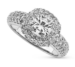 CUSHION FOREVER ONE GHI HALO PAVE RING