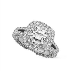 4.60ctw Cushion Forever One GHI Moissanite Ring