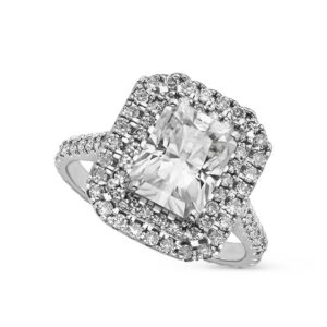 3.84CT RADIANT MOISSANITE FOREVER ONE GHI ENGAGEMENT RING