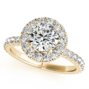 2.75 CT FOREVER ONE MOISSANITE YELLOW GOLD ROUND MICRO PAVE TRI BAND ENGAGEMENT RING