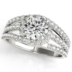 2.30 CT FOREVER ONE MOISSANITE ROUND MICRO PAVE TRI BAND ENGAGEMENT RING