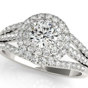 2.30 CT FOREVER ONE MOISSANITE WHITE GOLD ROUND HALO MICRO PAVE ENGAGEMENT RING