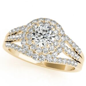 2.30 CT FOREVER ONE MOISSANITE YELLOW ROUND HALO MICRO PAVE ENGAGEMENT RING
