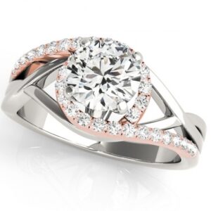2.75 CT FOREVER ONE MOISSANITE ROUND MICRO PAVE ENGAGEMENT 2 TONE RING