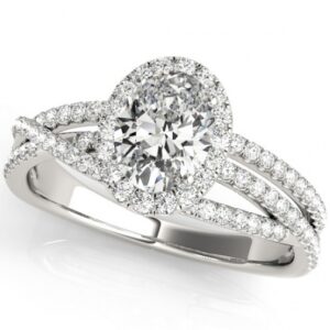 2.70 CT FOREVER ONE MOISSANITE WHITE GOLD OVAL MICRO PAVE ENGAGEMENT TRI BAND RING