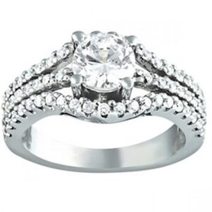 2.75 CT ROUND MOISSANITE FOREVER ONE MICRO PAVE TRI BAND ENGAGEMENT RING