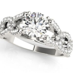 3.00 CT FOREVER ONE MOISSANITE WHITE GOLD ROUND MICRO PAVE ENGAGEMENT LINK BAND RING