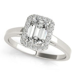 4.05 CT FOREVER ONE GHI MOISSANITE WHITE GOLD EMERALD MICRO PAVE HALO WEDDING SET RING
