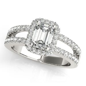 4.35 CT FOREVER ONE GHI MOISSANITE WHITE GOLD EMERALD MICRO PAVE HALO ENGAGEMENT RING