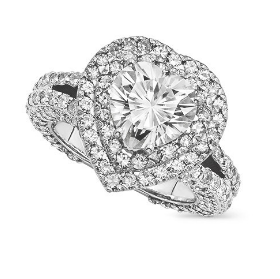 5.10 CT HEART MOISSANITE FOREVER ONE GHI HALO MICRO PAVE  ENGAGEMENT RING