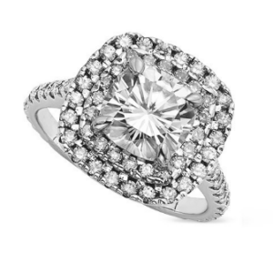 3.20 CT CUSHION MOISSANITE FOREVER ONE GHI ENGAGEMENT RING