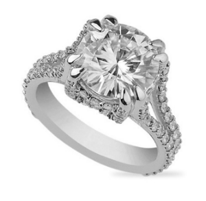 3.50-4.50 CT ROUND MOISSANITE FOREVER ONE GHI HALO PAVE ENGAGEMENT RING