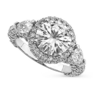 5.00 CT ROUND MOISSANITE FOREVER ONE GHI HALO PAVE ENGAGEMENT RING