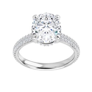 2.65 Ct MOISSANITE OVAL FOREVER ONE MICRO PAVE ENGAGEMENT WEDDING RING