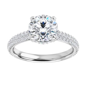 1.55 Ct MOISSANITE ROUND FOREVER ONE HALO MICRO PAVE ENGAGEMENT WEDDING RING