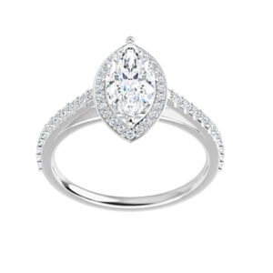 1.35 Ct MOISSANITE MARQUISE FOREVER ONE HALO MICRO PAVE ENGAGEMENT WEDDING RING