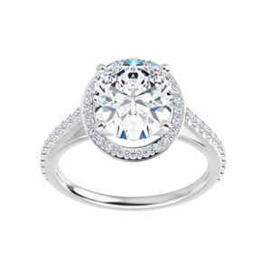 1.85 Ct MOISSANITE OVAL FOREVER ONE HALO MICRO PAVE ENGAGEMENT WEDDING RING