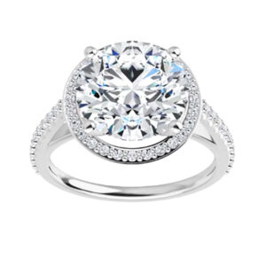 1.35 Ct MOISSANITE ROUND FOREVER ONE HALO MICRO PAVE ENGAGEMENT WEDDING RING