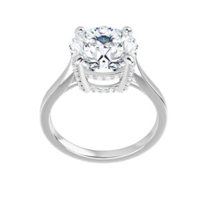 1.30 Ct MOISSANITE ROUND FOREVER ONE HALO MICRO PAVE SOLITAIRE ENGAGEMENT RING